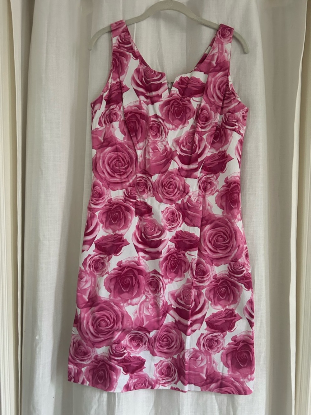 Kate Hill White Dress with Pink Rose Print